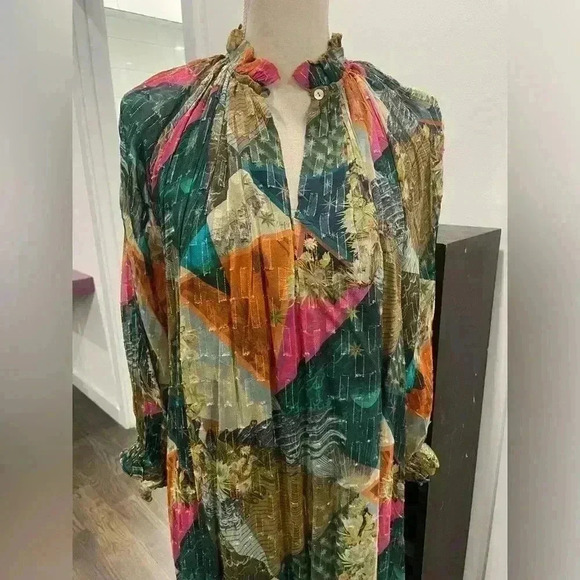 KILLA GATHERED PRINTED FIL COUPÉ GEORGETTE MIDI DRESS ORIGINAL COST $650 - Picture 14 of 15